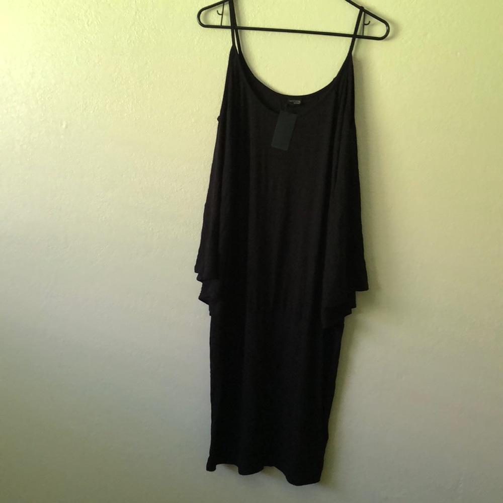 Black dress with strap and shoulder cutouts